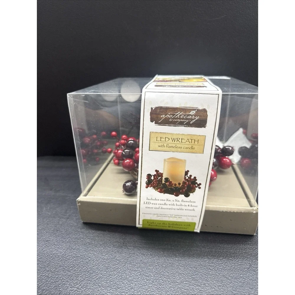 Apothecary and Company Christmad Wreath Centerpiece with flameless candle